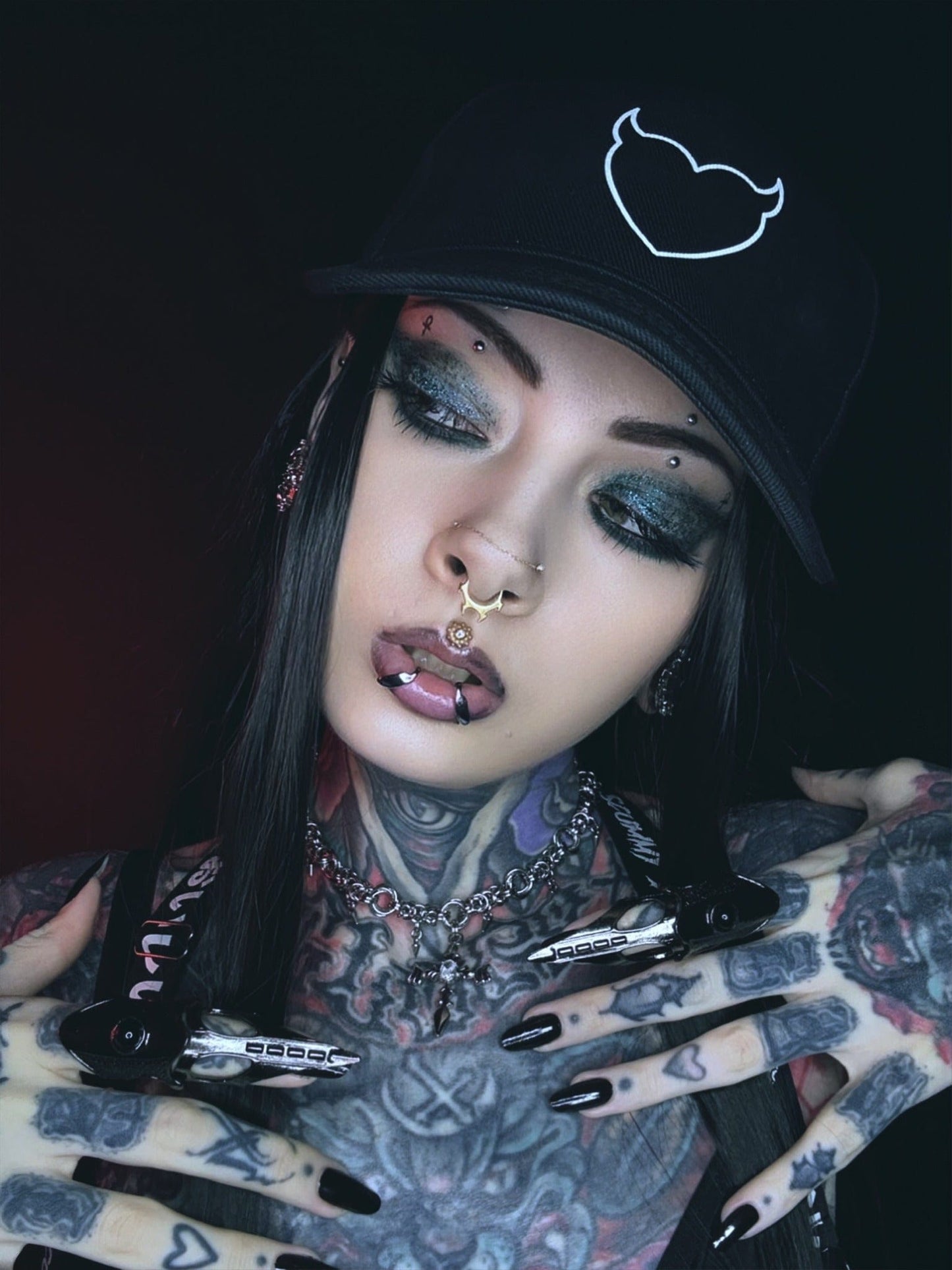 Blackened Heart cap Signature Logo Baseball Cap