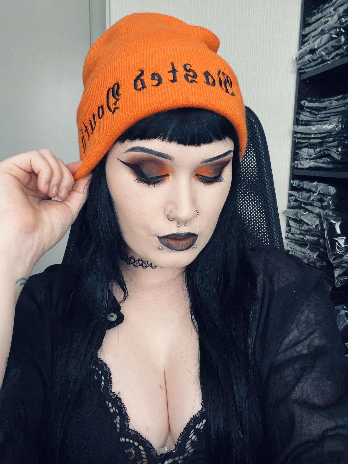 Blackened Heart Beanie Orange Wasted Youth Beanie - Halloween Edition