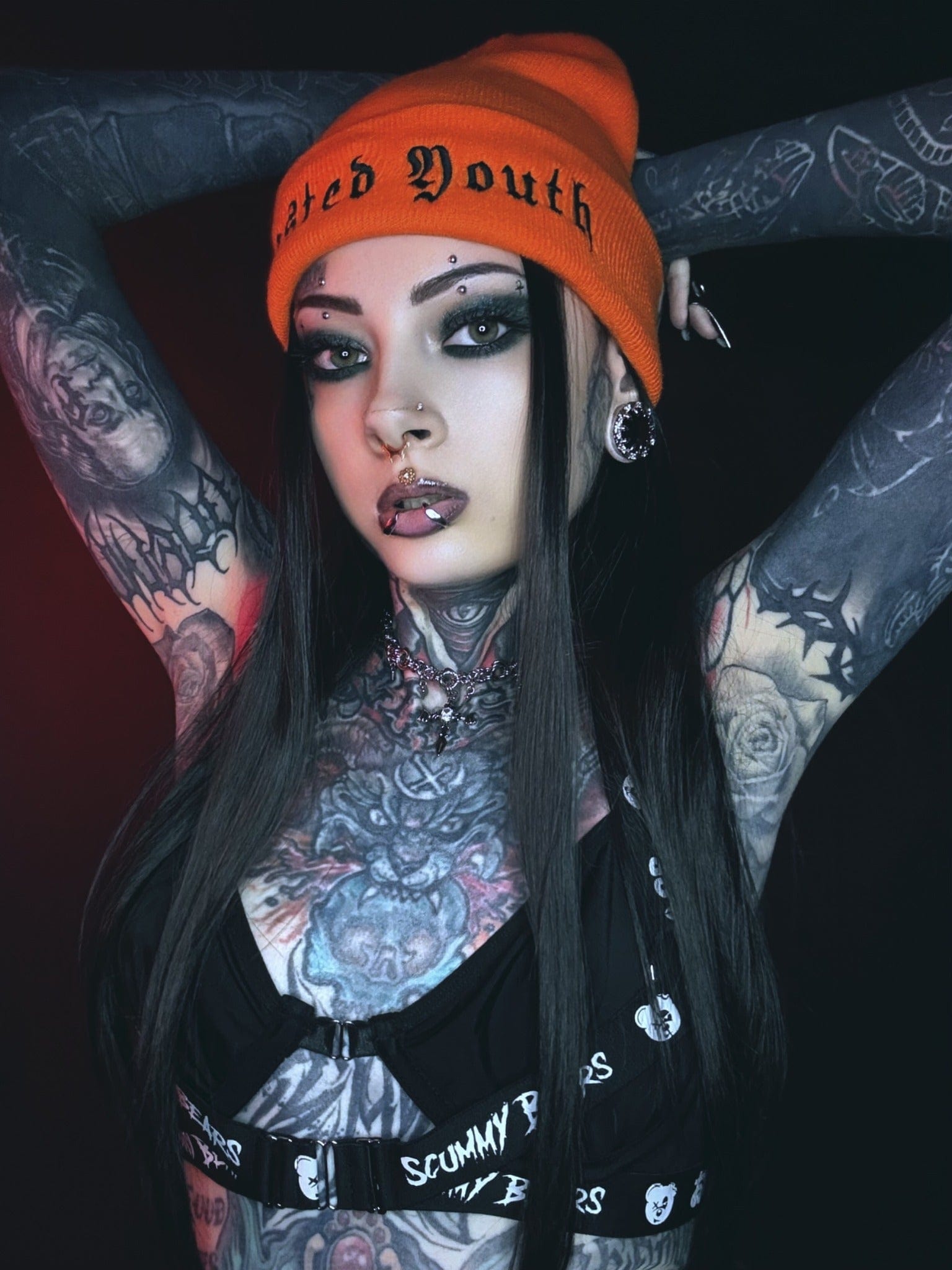 Blackened Heart Beanie Orange Wasted Youth Beanie - Halloween Edition
