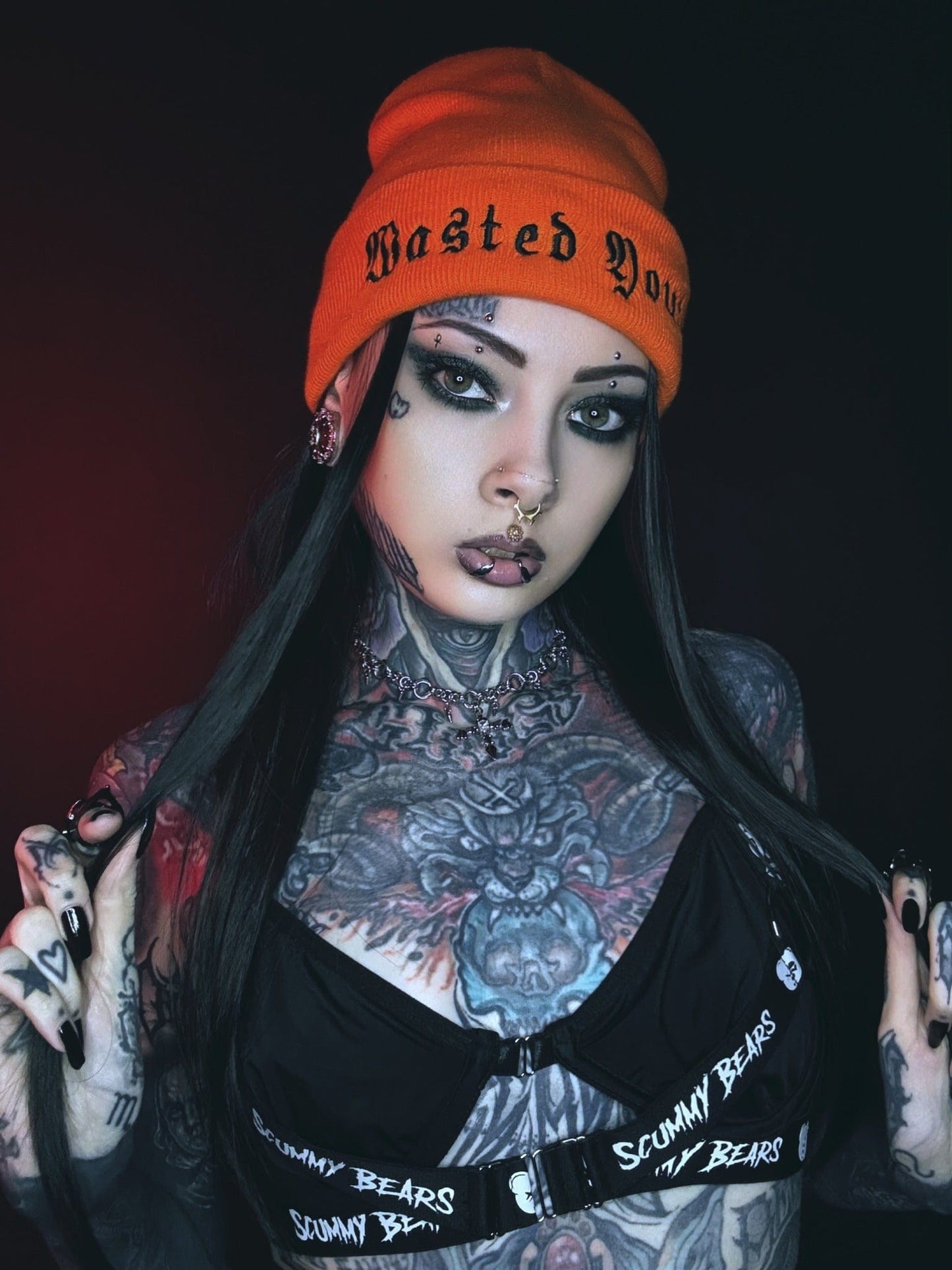 Blackened Heart Beanie Orange Wasted Youth Beanie - Halloween Edition