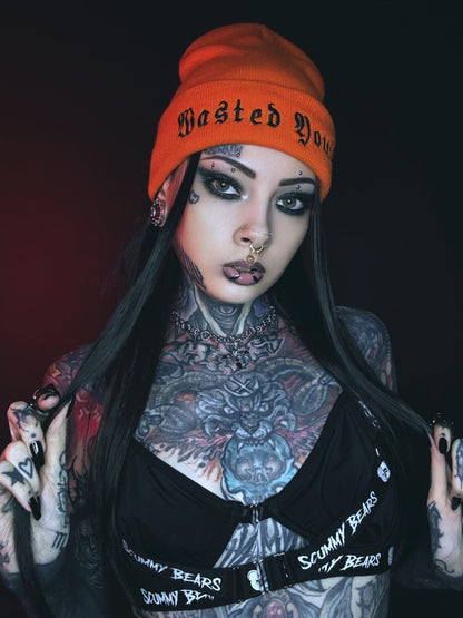 Blackened Heart Beanie Orange Wasted Youth Beanie - Halloween Edition