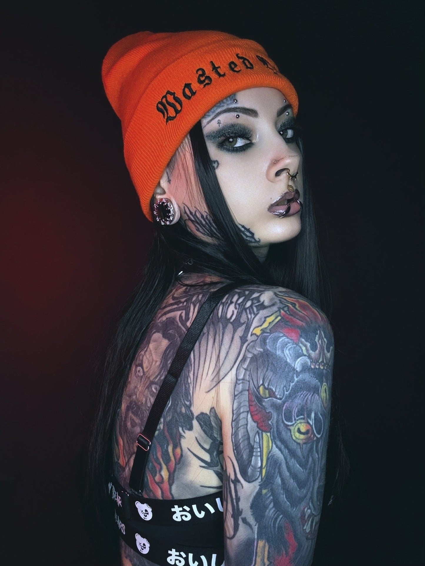 Blackened Heart Beanie Orange Wasted Youth Beanie - Halloween Edition