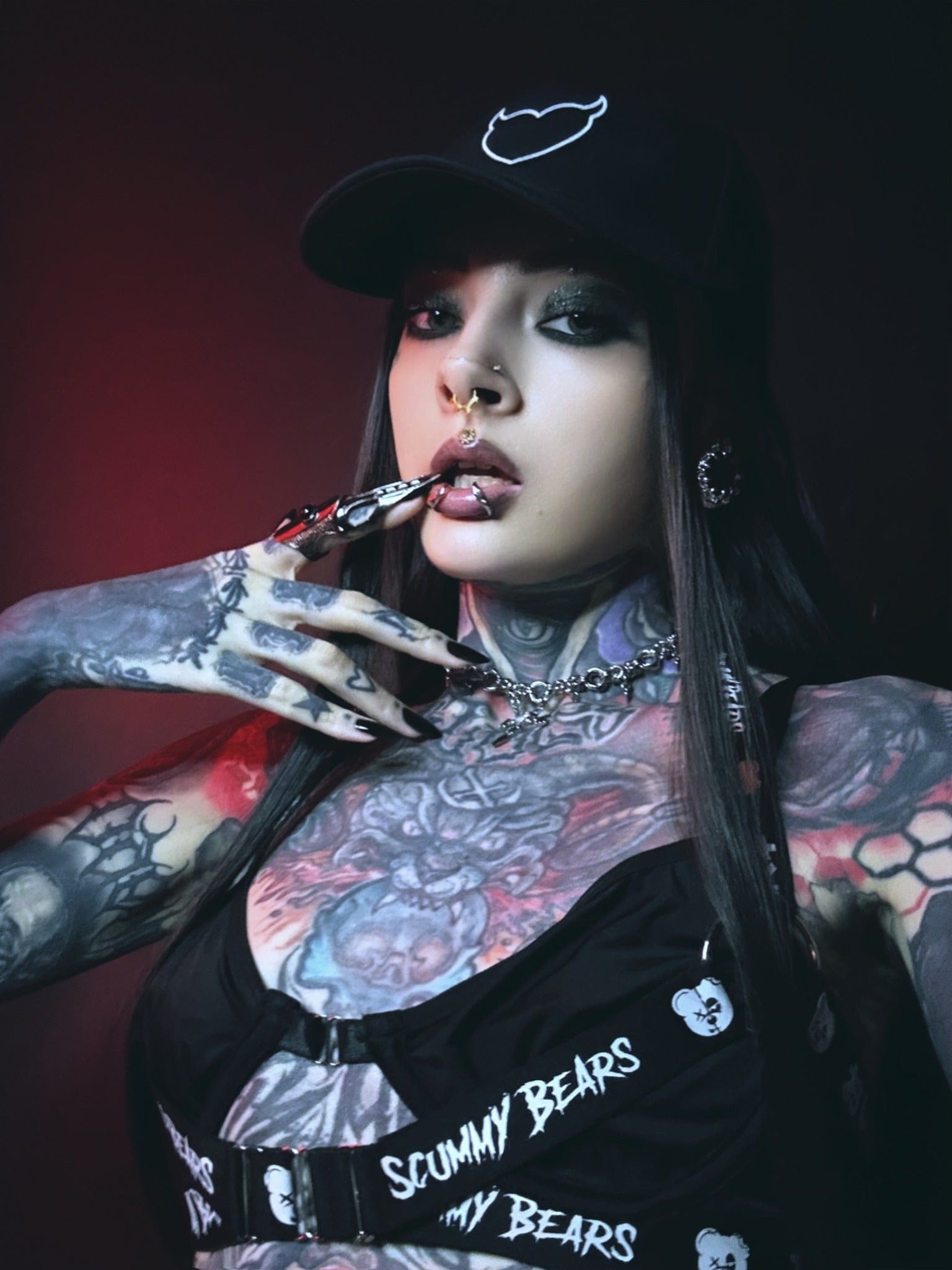 Blackened Heart cap Signature Logo Baseball Cap